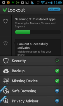 Lookout Security & Antivirus: skenování aplikací