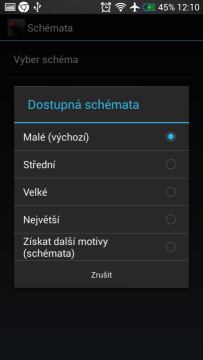 Velikost a vzhled ikon je také možné změnit.
