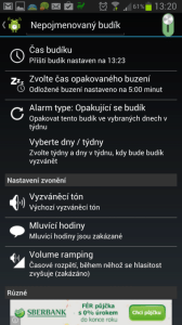 AlarmDroid: možnosti nastavení buzení