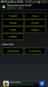 AlarmDroid: možnosti opakování s rozlišením sudého a lichého týdne