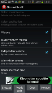Alarm Clock Plus: možnosti nastavení buzení