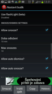 Alarm Clock Plus: možnosti nastavení buzení