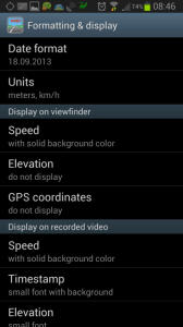 Nastavení: sekce Formating and display