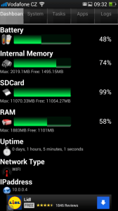 Parametry telefonu dle Android System Info