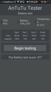 Výsledky benchmarku baterie