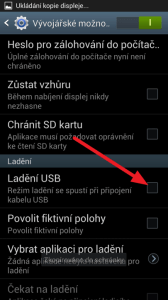 Aktivujte Ladění USB