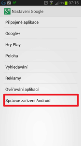 Klepněte na Správce zařízení Android