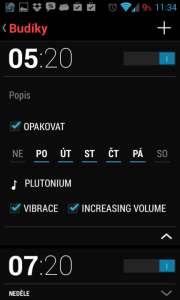 Hodiny z Androidu 4.2: nastavení buzení