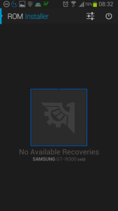 Sekce Flash recovery nám recovery pro I9300 nenabídla