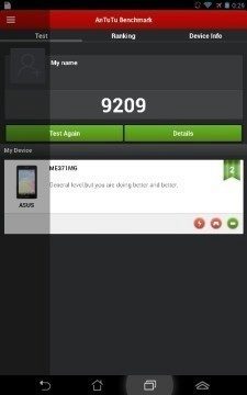 Asus Fonepad - Antutu benchmark 9209