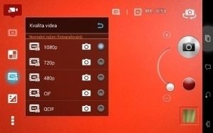prostředí fotoaparátu - nastavení videa