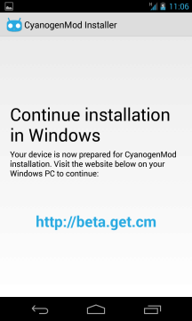 CyanogenMod Installer: pokračování na PC