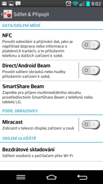 Možnosti sdílení a připojení