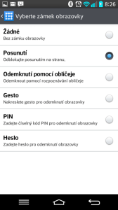Možnosti odemykací obrazovky