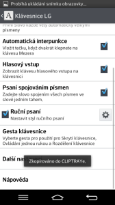 Možnosti nastavení klávesnice