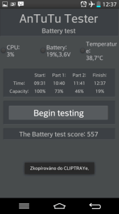 Výsledek benchmarku baterie
