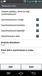 E-mail: synchronizace s Exchange serverem