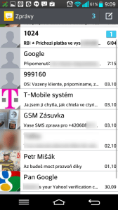 Zprávy: seznam SMS