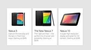 Nexus 5 vedle Nexusu 7 a 10