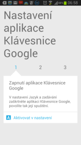 Úvodní nastavení Klávesnice Google