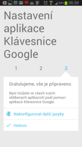 Úvodní nastavení Klávesnice Google