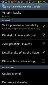 Možnosti nastavení Klávesnice Google