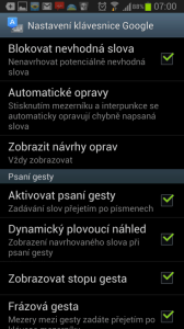 Možnosti nastavení Klávesnice Google