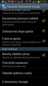 Možnosti nastavení Klávesnice Google