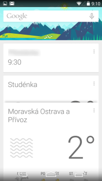 Tahem zleva doprava se dostanete do Google Now