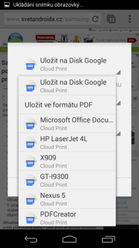 Volba tiskárny v Google Cloud Print