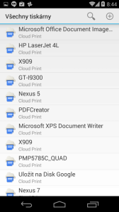 Volba tiskárny v Google Cloud Print