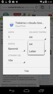 Výběr velikosti papíru