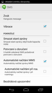 Možnosti nastavení Hangouts SMS