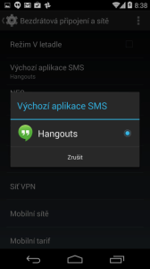 Volba výchozí aplikace SMS