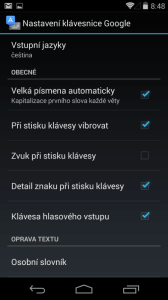 Možnosti nastavení klávesnice