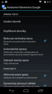 Možnosti nastavení klávesnice