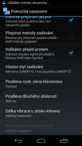 Možnosti nastavení klávesnice