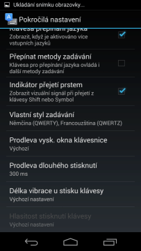 Možnosti nastavení klávesnice