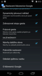 Možnosti nastavení klávesnice