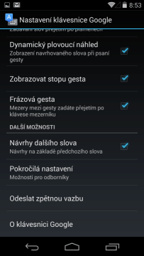 Možnosti nastavení klávesnice