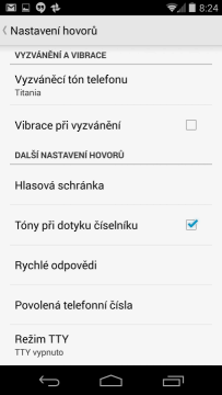 Možnosti nastavení hovorů