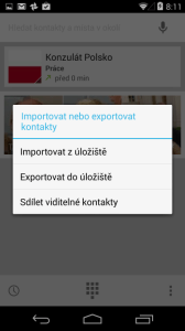 Možnosti importu kontaktů