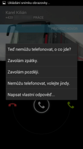 Odmítnutí hovoru současně s odesláním textové zprávy