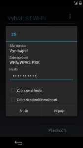 Úvodní konfigurace - připojení k Wi-Fi