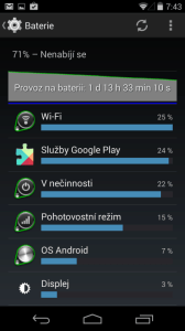 Stav baterie při připojení pouze přes Wi-Fi