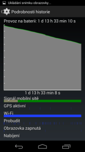 Stav baterie při připojení pouze přes Wi-Fi