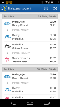 CG Transit: vyhledání spojení
