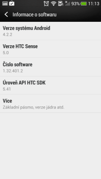 HTC One mini - softwarové informace