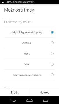 Mapy: možnosti nastavení trasy
