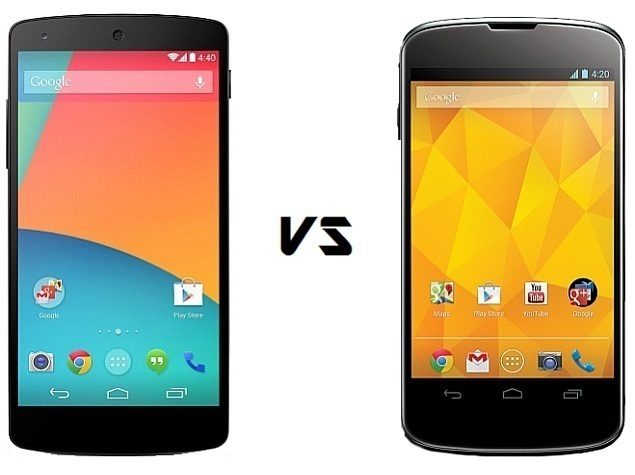 Nexus 5 versus Nexus 4 Nexus 5 versus Nexus 4